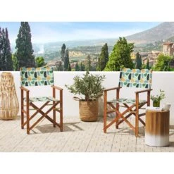 Beliani Tuinstoel CINE - Multicolor Acaciahout, Polyester -Kettler Stoelen Winkel 08e6310c83e84718bf3abcd021c76a15