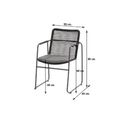 4 Seasons Outdoor Elba Stapelbare Tuinstoel - Donker Grijs -Kettler Stoelen Winkel 1000040793 0101