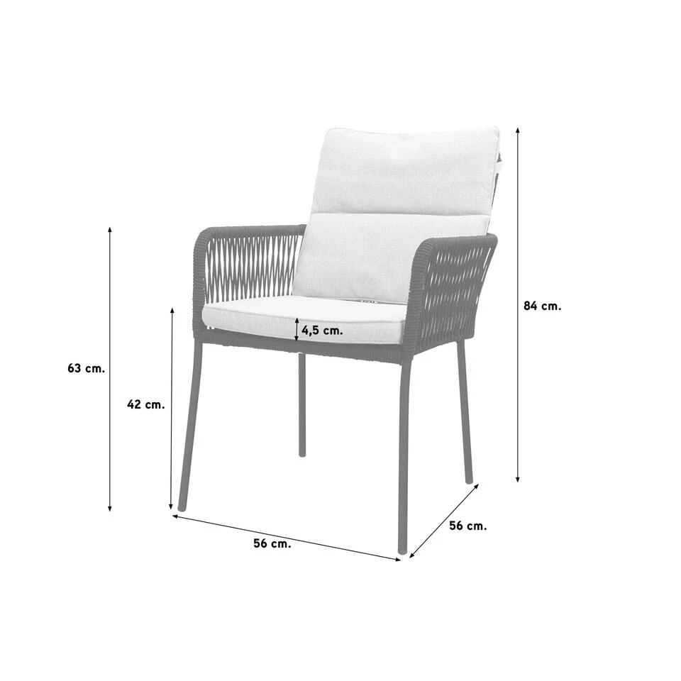 Teresa Dining Rope Tuinstoel - Terra 4 Teresa Dining Rope Tuinstoel - Terra - Afbeelding 2