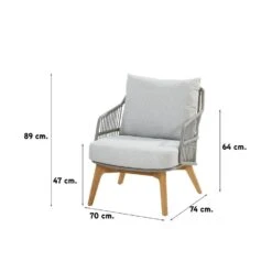 4 Seasons Sempre Loungestoel + Voetenbank - Teak/Silver Grey -Kettler Stoelen Winkel 1000052975 0102