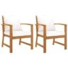 VidaXL Tuinstoelen 2 St Met Crèmekleurig Kussen Massief Acaciahout -Kettler Stoelen Winkel 1000056534