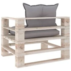 VidaXL Tuinbank Met Grijze Kussens Pallet Grenenhout -Kettler Stoelen Winkel 1000056785 0103