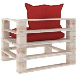 VidaXL Tuinbank Met Rode Kussens Pallet Grenenhout -Kettler Stoelen Winkel 1000056786 0103