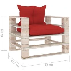 VidaXL Tuinbank Met Rode Kussens Pallet Grenenhout -Kettler Stoelen Winkel 1000056786 0105
