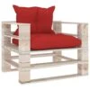 VidaXL Tuinbank Met Rode Kussens Pallet Grenenhout -Kettler Stoelen Winkel 1000056786
