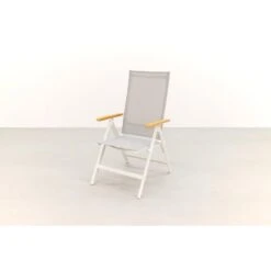 Hartman Napoli Verstelbare Tuinstoel - Teak Armleuning - Wit -Kettler Stoelen Winkel 1000074462 0103