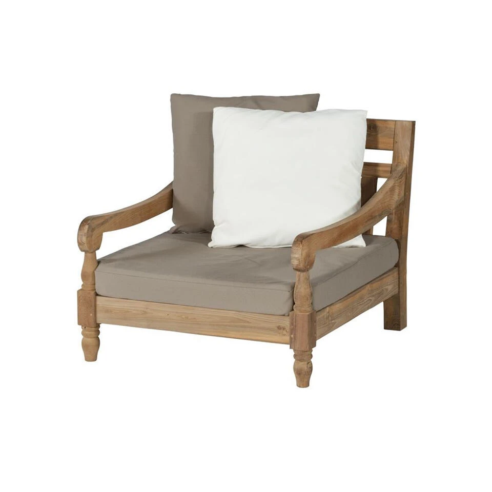 Exotan Loungestoel Tuin Kawang - Teak - Taupe - 98x103x80 3 Exotan Loungestoel Tuin Kawang - Teak - Taupe - 98x103x80