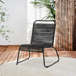 Relax Tuinstoel Met Voetenbank Lia Touw Zwart - 78x70x84 Cm - Touw - Zwart -Kettler Stoelen Winkel 1000092400 0101