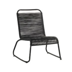 Relax Tuinstoel Met Voetenbank Lia Touw Zwart - 78x70x84 Cm - Touw - Zwart -Kettler Stoelen Winkel 1000092400 0102