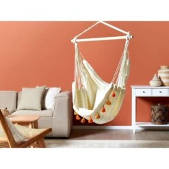 Beliani Hangstoel VARENA - Beige Katoen 9 Beliani Hangstoel VARENA - Beige Katoen -Kettler Stoelen Winkel 1000096792 0103