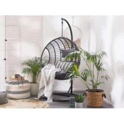 Beliani Hangstoel ASPIO - Zwart Pe Rotan -Kettler Stoelen Winkel 1498029831 0102