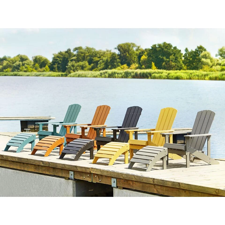 Beliani Voetenbankje ADIRONDACK - Grijs Kunsthout 4 Beliani Voetenbankje ADIRONDACK - Grijs Kunsthout - Afbeelding 2