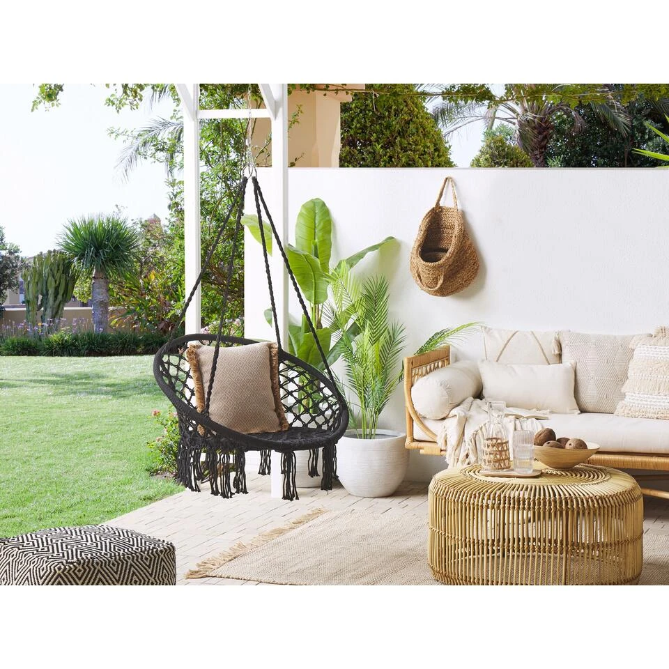 Beliani Hangstoel GABELLA - Zwart Katoen 4 Beliani Hangstoel GABELLA - Zwart Katoen - Afbeelding 2