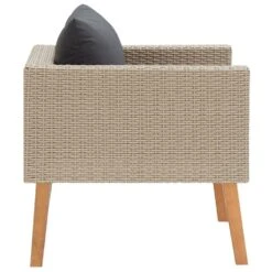 VidaXL Tuinbank Eenzits Met Kussens Poly Rattan Beige -Kettler Stoelen Winkel f7646ae1aa1a4464abbab74ead3fb86f